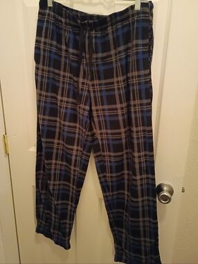 Joe Boxer Men's Blue and Black Plaid Joggers